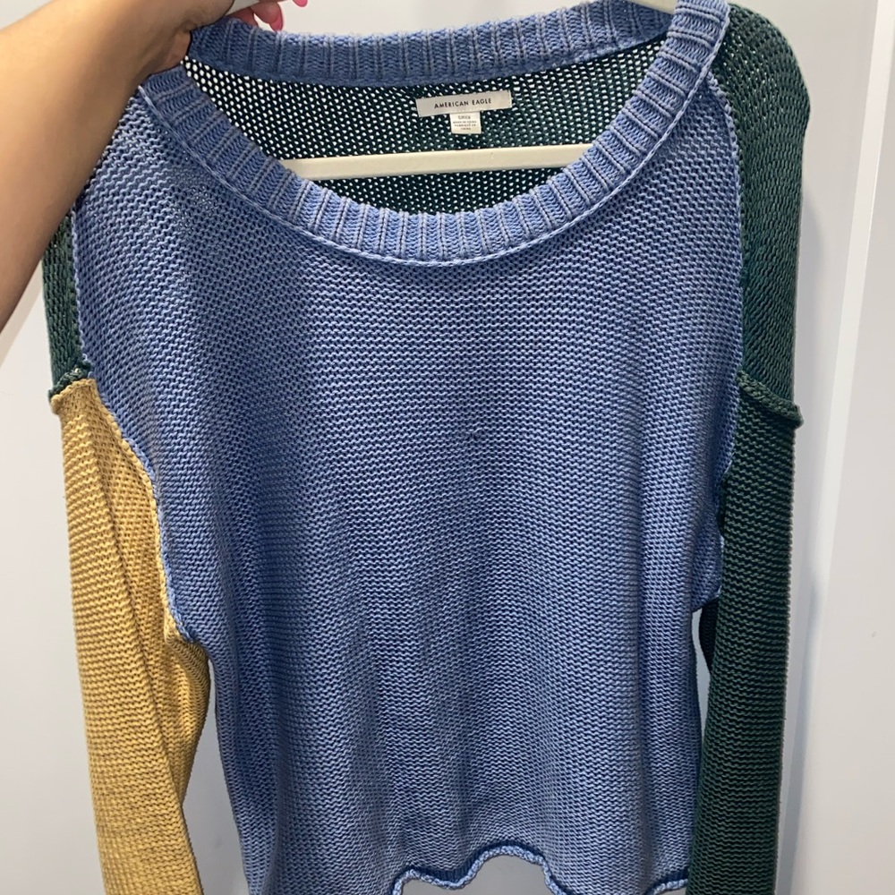 Tri-colored sweater from American Eagle.
